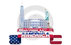 White house statue welcome to america. logo vector