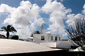 The white house with tower - Lanzarote, Canarian Islands.