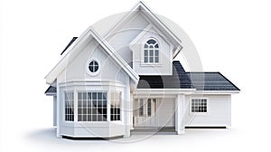 White house with vinyl siding on isolated background