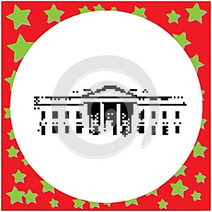 White House in Washington DC United States black 8-bit vector