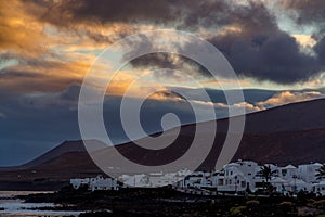 White houses of Arrieta, small village north Lanzarote island, s photo