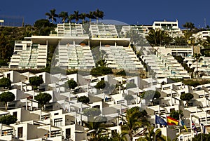 White houses in Maspalomas resort, Gran Canaria