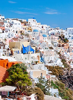 White houses of Oia village, Santorini island, Greece