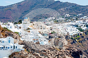 White houses of Oia village, Santorini island, Greece
