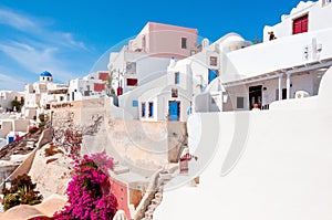 White houses in Oia village, Santorini island, Greece