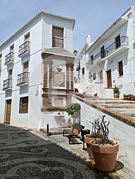 White houses of small Andalusian town Frigiliana in southern Spain