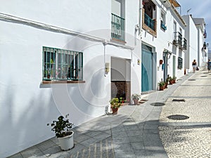 White houses of small Andalusian town Frigiliana in southern Spain