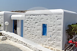 White houses in town of Mykonos, Cyclades Islands, Greece