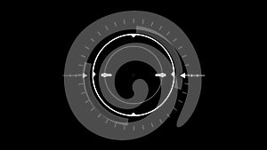 White HUD Circle User interface on isolated black background. Target searching scope and scanning element theme. Digital UI and