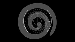 White HUD Circle User interface on isolated black background. Target searching scope and scanning element theme. Digital UI and