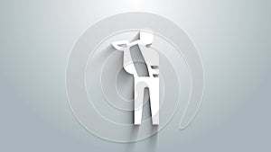 White Human broken arm icon isolated on grey background. Injured man in bandage. 4K Video motion graphic animation