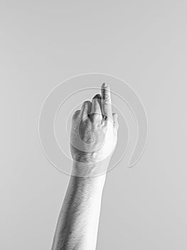 White Human Hand on White Background Stretched Towards. 3d Rendering