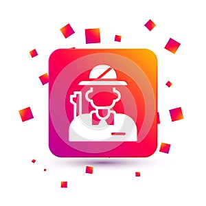 White Hunter icon isolated on white background. Square color button. Vector