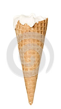 White ice cream with waffle for refreshment