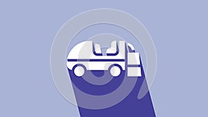 White Ice resurfacer icon isolated on purple background. Ice resurfacing machine on rink. Cleaner for ice rink and