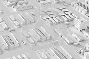 White industry model or smart industrial estate park with infrastructure development