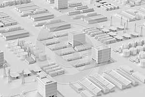 White industry model or smart industrial estate park with infrastructure development