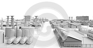 White industry model or smart industrial estate park with infrastructure development