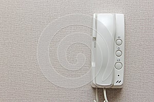 White Intercom on a wall