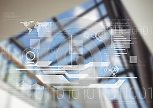 White interface against blurry window