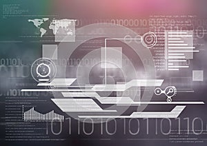 White interface against green and purple bokeh