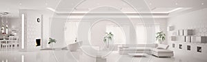 White interior of apartment panorama 3d