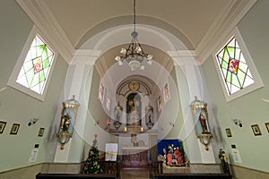 White Interior of Catholic Chapel