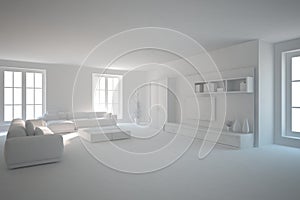 White interior concept for living room