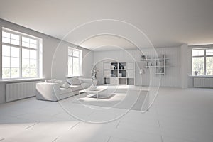 White interior concept for living room