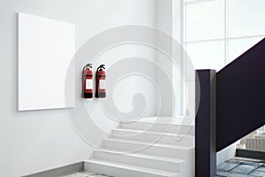 White interior with fire extinguishers