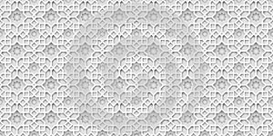 White islamic background, arabic pattern, 3d paper style