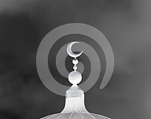 White islamic symbol on mosqueâ€™s cupola