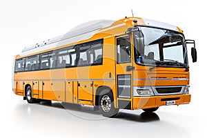 White isolated cutout passenger orange bus.