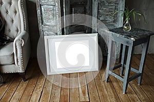 White isolated posters with frame mockup in interior