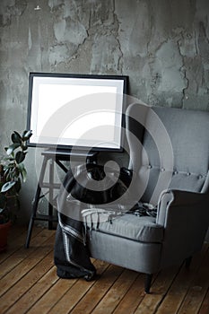 White isolated posters with frame mockup in interior