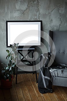 White isolated posters with frame mockup in interior