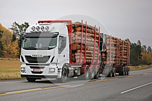 White Iveco Stralis 560 Logging Truck Transport