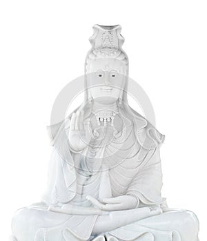 White jade stone carving Kuan Yin statue