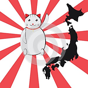 A white Japanese lucky cat (maneki neko)