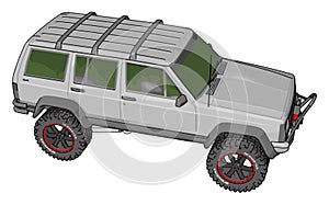 White jeep cherokee, illustration, vector