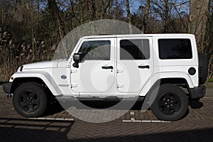 A White Jeep Wrangler Unlimited At Amsterdam The Netherlands 2-3-2024