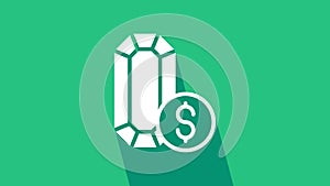 White Jewelry online shopping icon isolated on green background. 4K Video motion graphic animation