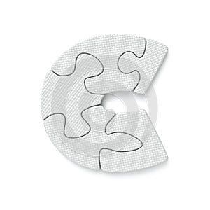 White jigsaw puzzle font Letter C 3D