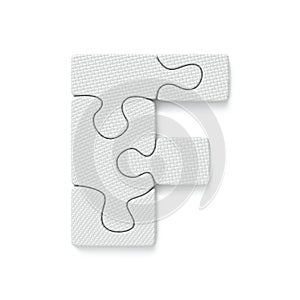 White jigsaw puzzle font Letter F 3D