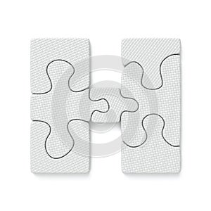 White jigsaw puzzle font Letter H 3D