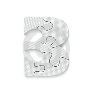 White jigsaw puzzle font Number 3 THREE 3D