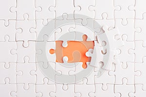 White jigsaw puzzle game texture incomplete or missing piece