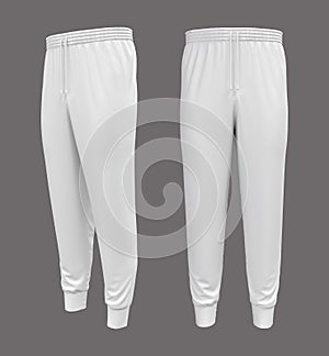 White joggers mockup, front and side views. Sweatpants
