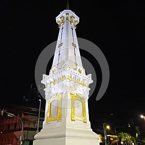White Jogja monument in the black night