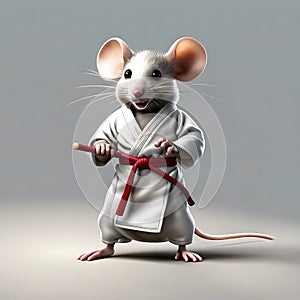 white judo master mouse ready to fight. Generated by AI